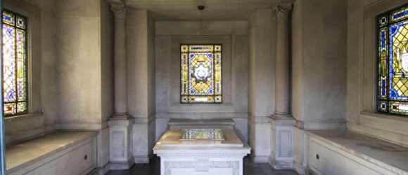 picture of a private mausoleum interior with an altar