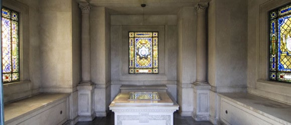 Inside of a mausoleum