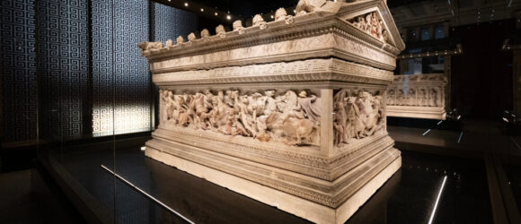The Alexander Sarcophagus is ornately chiseled