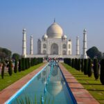 A view of the Taj Mahal’s reflection pool
