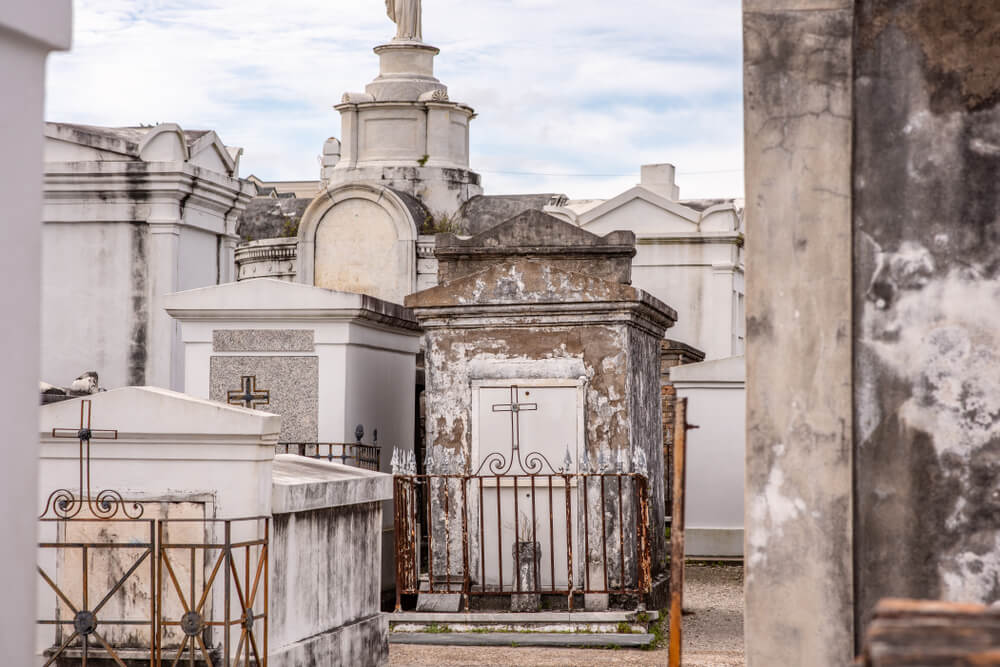 Louis Cemetery No. 1 in New Orleans, features above-ground tombs built to withstand the region’s high water table.
